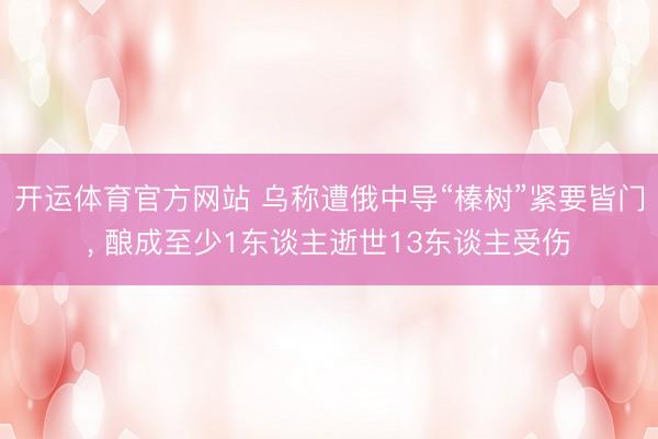 开运体育官方网站 乌称遭俄中导“榛树”紧要皆门, 酿成至少1东谈主逝世13东谈主受伤