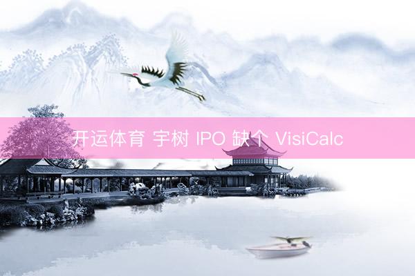 开运体育 宇树 IPO 缺个 VisiCalc