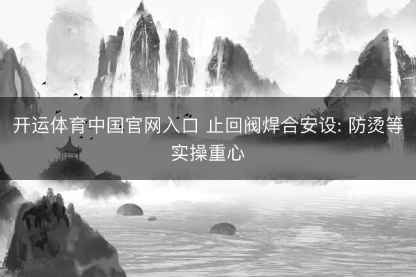 开运体育中国官网入口 止回阀焊合安设: 防烫等实操重心