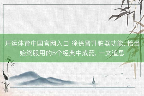开运体育中国官网入口 徐徐晋升脏器功能, 恰当始终服用的5个经典中成药, 一文追思