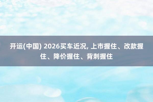 开运(中国) 2026买车近况, 上市握住、改款握住、降价握住、背刺握住